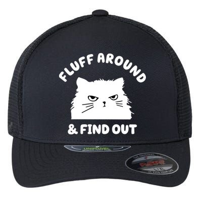 Fluff Around And Find Out Funny Angry Cat Flexfit Unipanel Trucker Cap