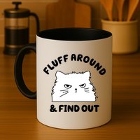 Fluff Around And Find Out Funny Angry Cat Mug