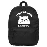 Fluff Around And Find Out Funny Angry Cat 16 in Basic Backpack