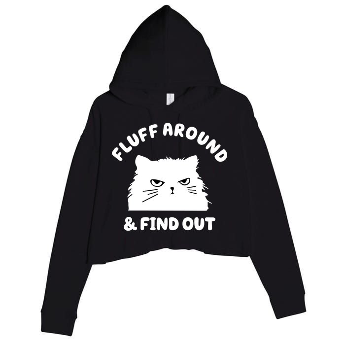 Fluff Around And Find Out Funny Angry Cat Crop Fleece Hoodie