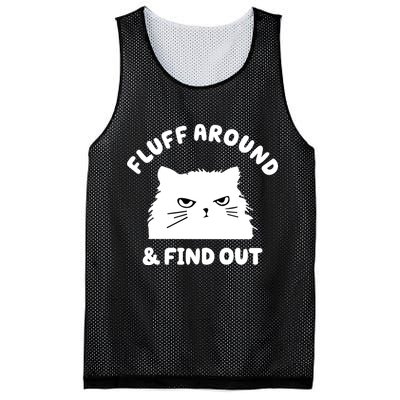 Fluff Around And Find Out Funny Angry Cat Mesh Reversible Basketball Jersey Tank
