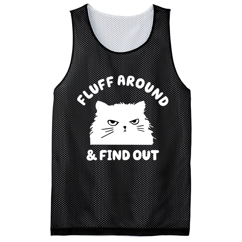 Fluff Around And Find Out Funny Angry Cat Mesh Reversible Basketball Jersey Tank