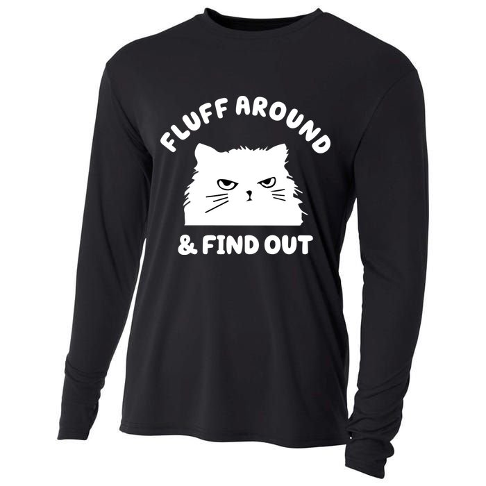 Fluff Around And Find Out Funny Angry Cat Cooling Performance Long Sleeve Crew