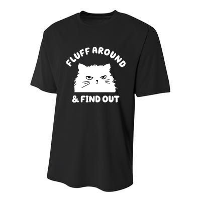Fluff Around And Find Out Funny Angry Cat Youth Performance Sprint T-Shirt