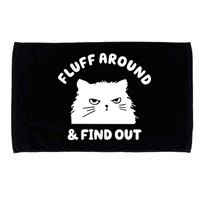 Fluff Around And Find Out Funny Angry Cat Microfiber Hand Towel