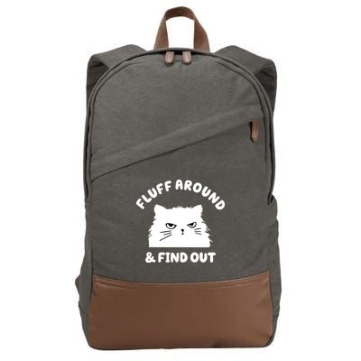 Fluff Around And Find Out Funny Angry Cat Cotton Canvas Backpack