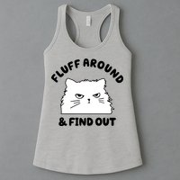 Fluff Around And Find Out Funny Angry Cat Womens Tank Top