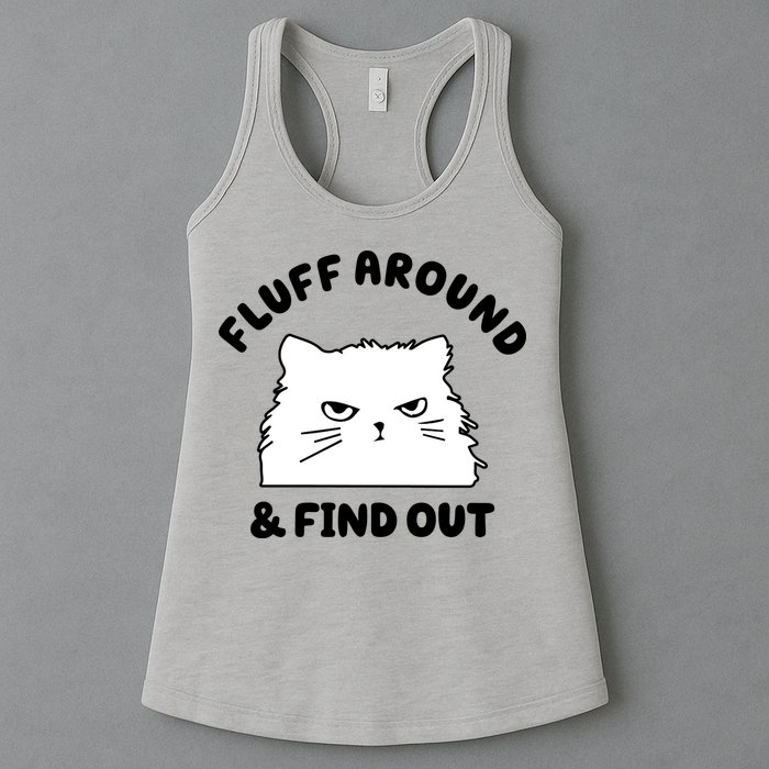 Fluff Around And Find Out Funny Angry Cat Womens Tank Top