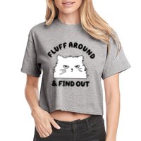 Fluff Around And Find Out Funny Angry Cat Crop Top