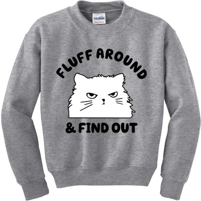 Fluff Around And Find Out Funny Angry Cat Kids Sweatshirt