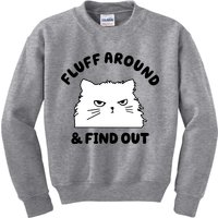 Fluff Around And Find Out Funny Angry Cat Kids Sweatshirt