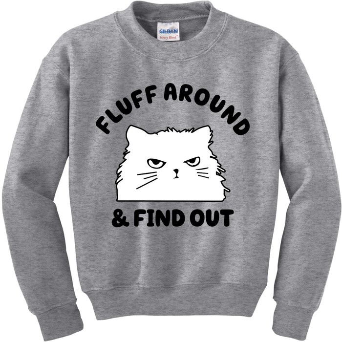 Fluff Around And Find Out Funny Angry Cat Kids Sweatshirt