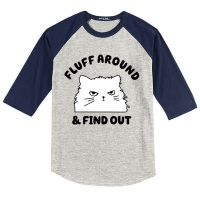 Fluff Around And Find Out Funny Angry Cat Kids Colorblock Raglan Jersey