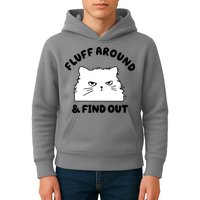 Fluff Around And Find Out Funny Angry Cat Kids Hoodie