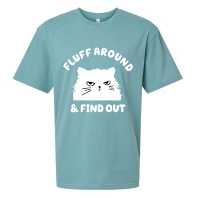 Fluff Around And Find Out Funny Angry Cat Sueded Cloud Jersey T-Shirt