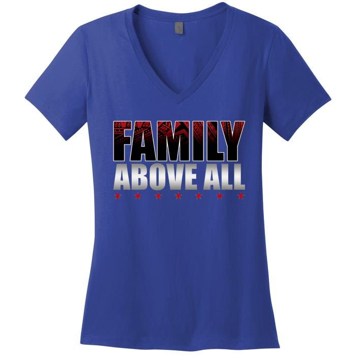 Family Above All Roman Wrestler Women's V-Neck T-Shirt