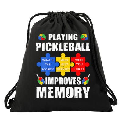 Funny Autism Awareness Pickleball Player Drawstring Bag