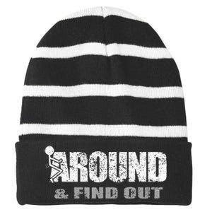 Fuck Around And Find Out Striped Beanie with Solid Band