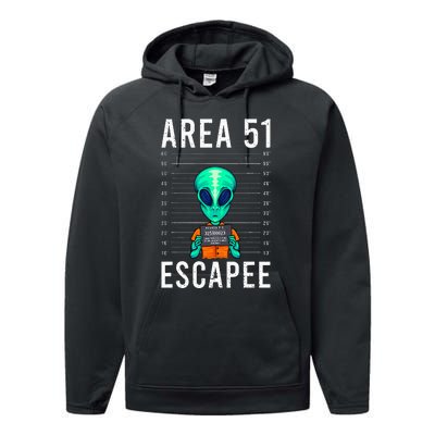 Funny Alien Art Alien Lover Area 51 Escapee Alien Performance Fleece Hoodie