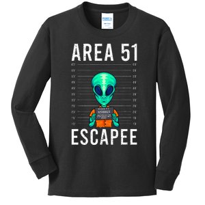 Funny Alien Art Alien Lover Area 51 Escapee Alien Kids Long Sleeve Shirt