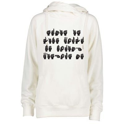 Funny ASL American Sign Language Womens Funnel Neck Pullover Hood