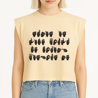 Funny ASL American Sign Language Garment-Dyed Women's Muscle Tee