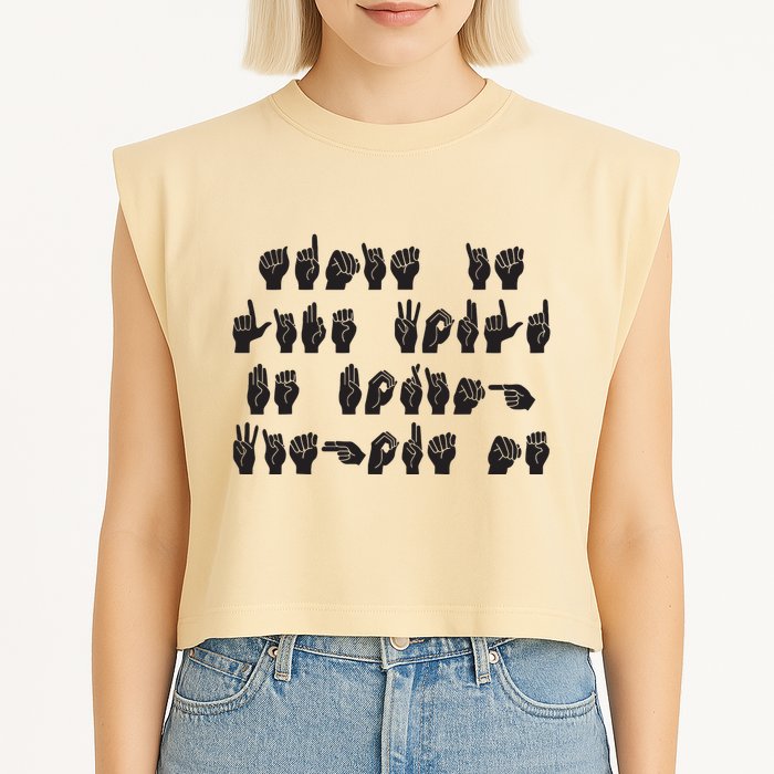Funny ASL American Sign Language Garment-Dyed Women's Muscle Tee