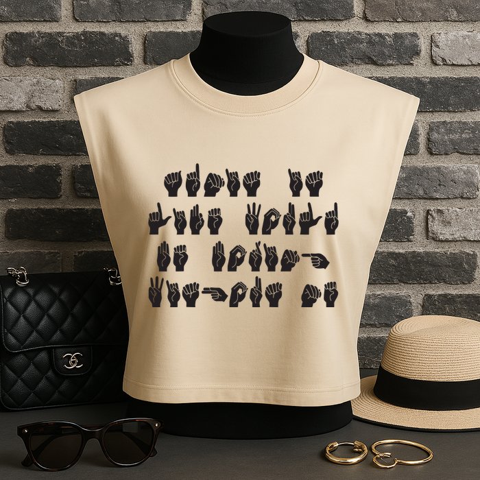 Funny ASL American Sign Language Garment-Dyed Women's Muscle Tee