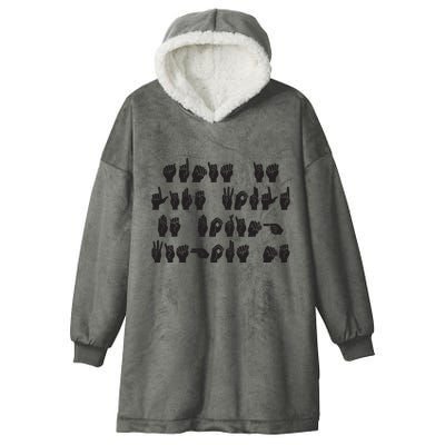 Funny ASL American Sign Language Hooded Wearable Blanket