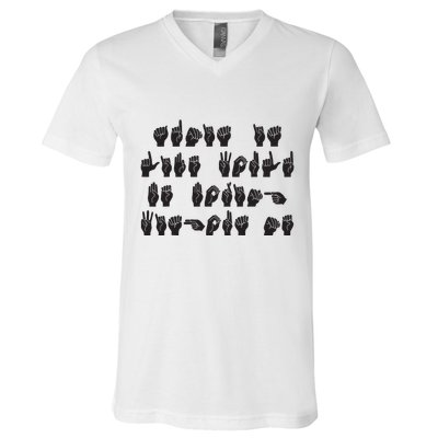 Funny ASL American Sign Language V-Neck T-Shirt