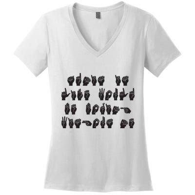 Funny ASL American Sign Language Women's V-Neck T-Shirt