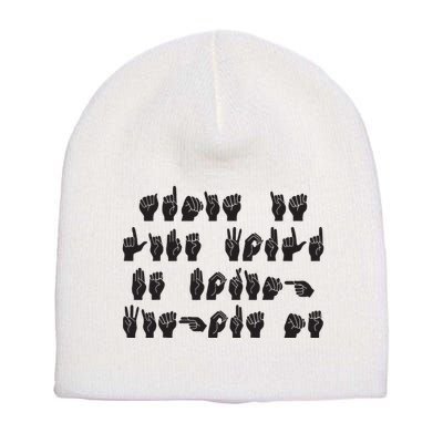 Funny ASL American Sign Language Short Acrylic Beanie