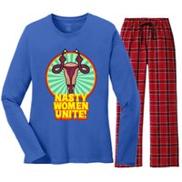 Feminist Af Activist Gift Nasty Unite Gift Women's Long Sleeve Flannel Pajama Set 