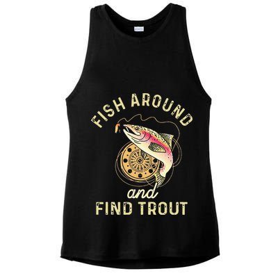 Fish Around And Find Trout Funny Fishing Ladies PosiCharge Tri-Blend Wicking Tank