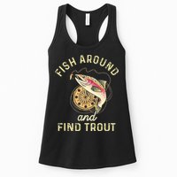 Fish Around And Find Trout Funny Fishing Womens Tank Top