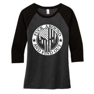 Fuck Around And Find Out Women's Tri-Blend 3/4-Sleeve Raglan Shirt