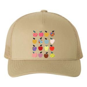 Folk Art Apples Back To School Teacher Funny Yupoong Adult 5-Panel Trucker Hat