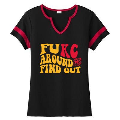 Fuck Around And Find Out Cool Chiefs Football Design Ladies Halftime Notch Neck Tee