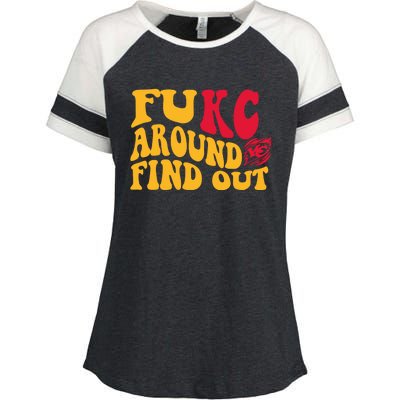 Fuck Around And Find Out Cool Chiefs Football Design Enza Ladies Jersey Colorblock Tee