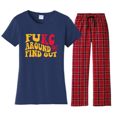 Fuck Around And Find Out Cool Chiefs Football Design Women's Flannel Pajama Set