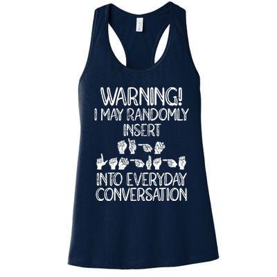 Funny ASL American Sign Language Women's Racerback Tank