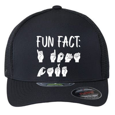 Funny ASL American Sign Language Fun Fact Flexfit Unipanel Trucker Cap