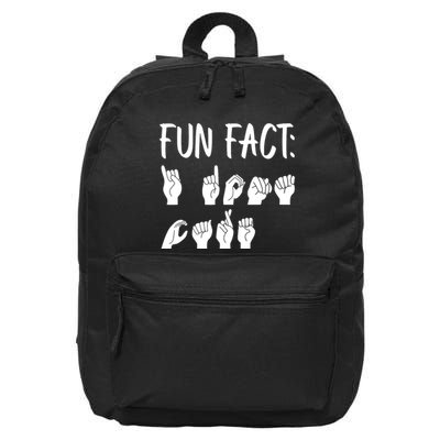 Funny ASL American Sign Language Fun Fact 16 in Basic Backpack