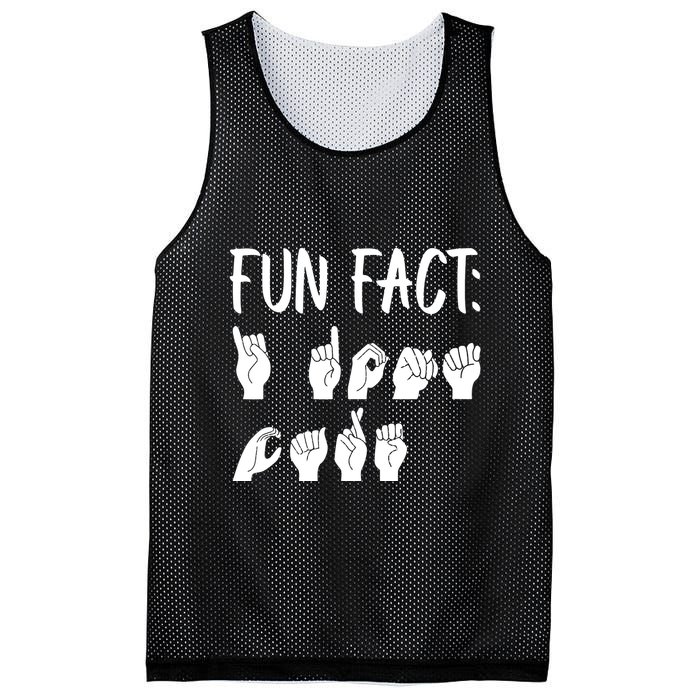 Funny ASL American Sign Language Fun Fact Mesh Reversible Basketball Jersey Tank