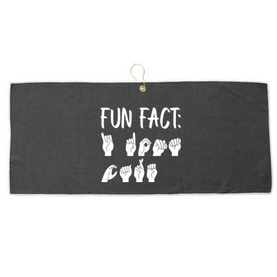 Funny ASL American Sign Language Fun Fact Large Microfiber Waffle Golf Towel