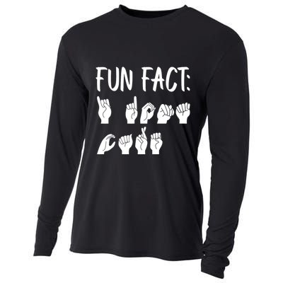 Funny ASL American Sign Language Fun Fact Cooling Performance Long Sleeve Crew