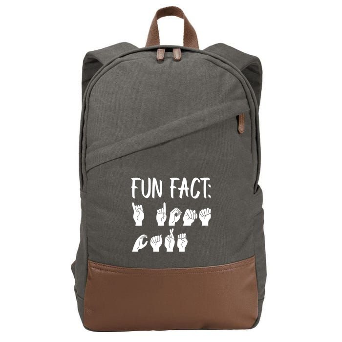 Funny ASL American Sign Language Fun Fact Cotton Canvas Backpack