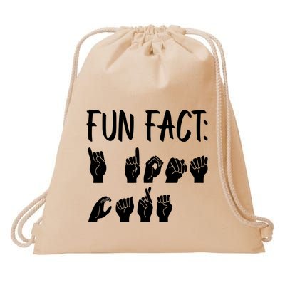 Funny ASL American Sign Language Fun Fact Drawstring Bag
