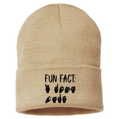 Funny ASL American Sign Language Fun Fact Sustainable Knit Beanie