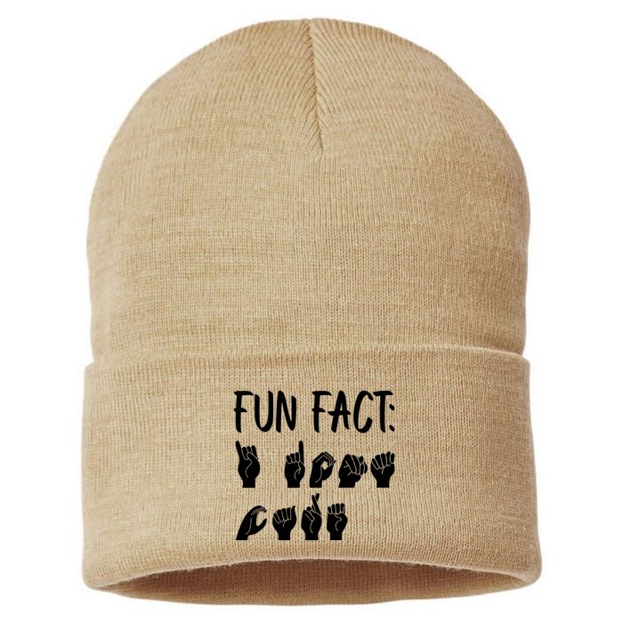 Funny ASL American Sign Language Fun Fact Sustainable Knit Beanie
